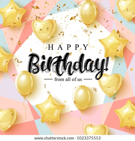 [[stock_photo]]: Happy Birthday Celebration Background With Confetti And Garland