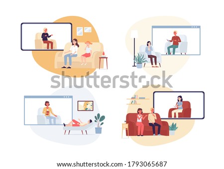Stock photo: Man At The Psychologist Online Session Doctor Consultation By Phone Video Call To Psychiatrist On