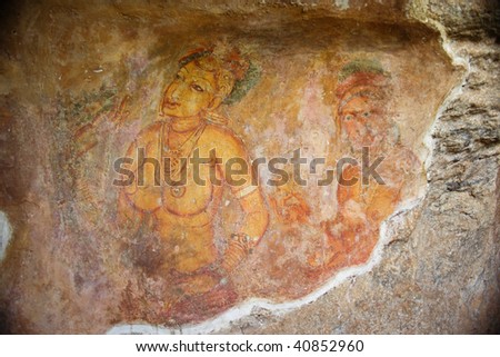 Foto stock: World Famous Frescos Of Ladies In Sigiriya Style At The Palace O