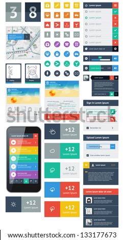 Ui Is A Set Flat Design Trend Stok fotoğraf © fet