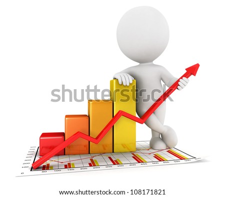 3d White People On A Statistic Graph Success Concept Imagine de stoc © 3dmask