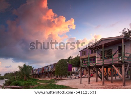 Stock fotó: Belize Caye Caulker Coconut Sunset