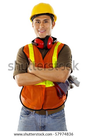 Industrial Worker Isolated On The White Background Stockfoto © iodrakon