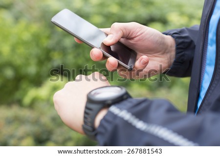 Сток-фото: Male Runner Taking Pulse