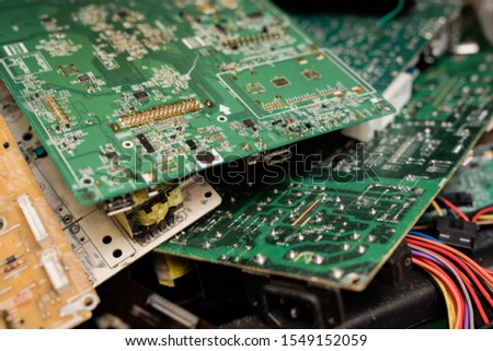 Stock foto: Group Of Parts Of Demounted Gadgets With Cords Ready To Be Examined And Repaired