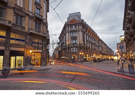 Foto stock: Modern Buildings On The City Center Streets Of Milan In Lombardy Region In Northern Italy Contempor