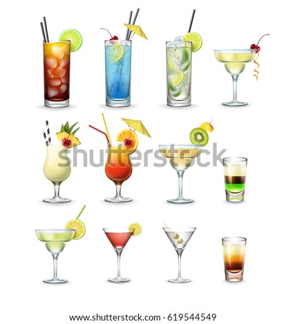 Stock photo: Blue Lagoon Summer Cocktail In Margarita Glass With Sweet Cocktail Cherries And Orange Slice With Um