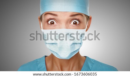 Virus Scare Asian Doctor Woman Shocked Wearing Coronavirus Mask Protection Looking Scared China Hos Zdjęcia stock © Maridav