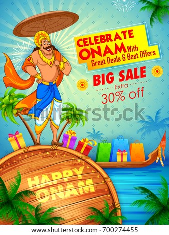 Stock photo: King Mahabali Umbrella In Celebration Background For Happy Onam Festival Of South India Kerala