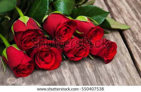Bouquet Of Red Roses With Ribbon Border Foto stock © almaje