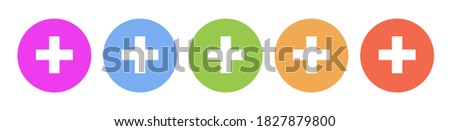 Foto stock: Set Of Flat Medical Icons Isolated On Multicolor Buttons Unusual Silhouette Design