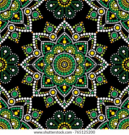 Stock fotó: Mandala Vector Seamless Pattern Aboriginal Dot Painting Design Australian Folk Art Boho Style Repe