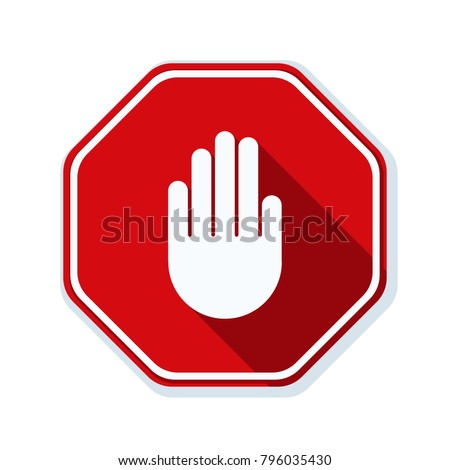 [[stock_photo]]: Shield With Hand Block Adblock Icon For Apps And Websites Vector Illustration Isolated On Modern Ba