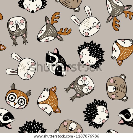 Сток-фото: Cartoon Doodles Winter Season Seamless Pattern Endless Illustration