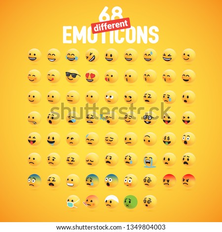 Stok fotoğraf: Cute High Detailed Yellow 3d Emoticon Set For Web Vector Illust