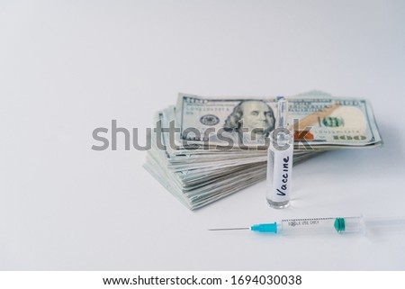 Сток-фото: Disease Medical Care Requiring Payment And Science Concept Vaccination Needs Payment Syringe And