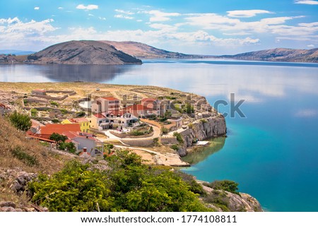 Idyllic Coastal Village Of Metajna Beach View Island Of Pag Foto stock © xbrchx