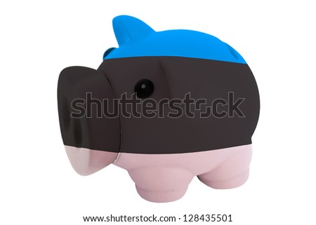 Piggy Rich Bank In Colors National Flag Of Estonia For Saving [[stock_photo]] © vepar5