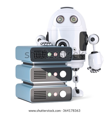 Stock fotó: Robot With Database Technology Concept Isolated Contains Clipping Path