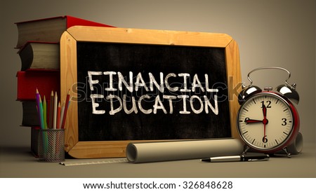 Сток-фото: Financial Education Handwritten By White Chalk On A Blackboard