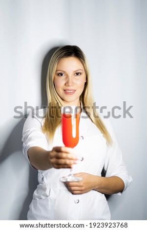 Foto stock: Attractive Blonde Woman With Glass Of Champaigne In Dressing Room