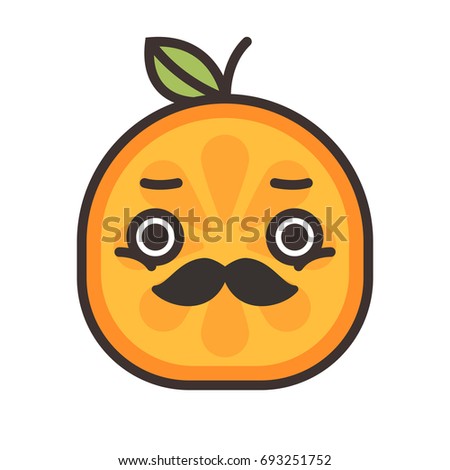 Foto stock: Emoji - Gentleman Orange Smile With Mustache And Monocle Isolated Vector