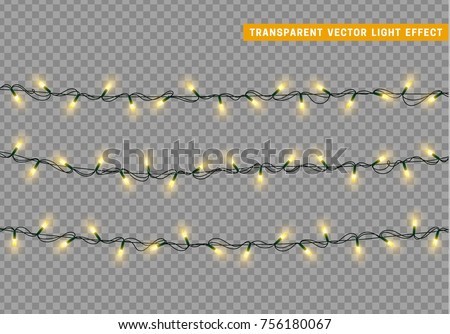 Stock photo: Christmas Light Effect Vector Design Element Golden Color Bulbs On Transparent Background