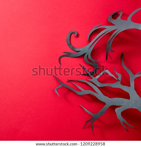 Mystical Composition Of Handmade Craft Paper A Tree From A Pattern Of Shadows On A Red Background Wi Сток-фото © artjazz