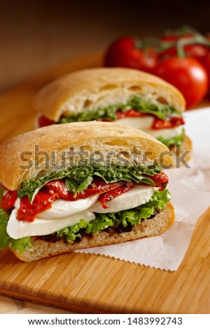 Сток-фото: Italian Caprese Sandwiches With Fresh Tomatoes Mozzarella Cheese