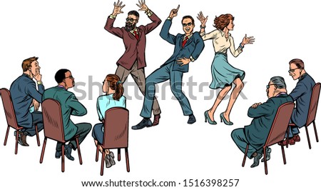 Stockfoto: Dance Competition Dancing People And Jury Isolate On White Background