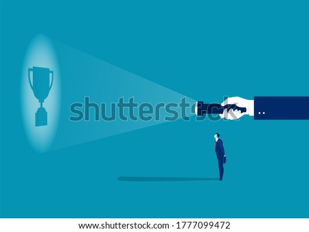 Foto stock: The Employer Guideline To Employee To Get Award For Work Success Concept Vector Illustrator