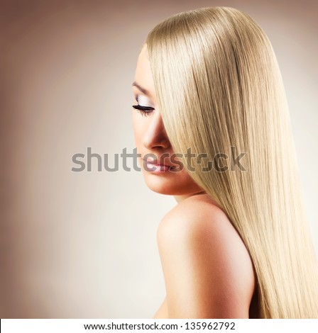 Stock photo: Portrait Of Young Beautiful Woman With Blond Glossy Hair Beauty