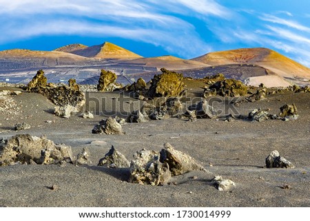 Сток-фото: Volcano Landscape At Sunset National Parc Of Timanfaya In Lanza