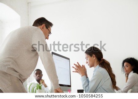 Zdjęcia stock: Angry Boss Is Scolding Manager Office Life Businessman Screami