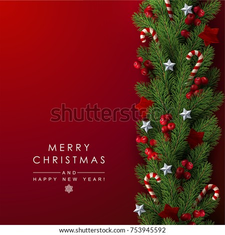 Christmas Card With Decorated Fir Tree Foto stock © Devor