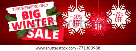 Stockfoto: Big Winter Sale And Special Winter Offer On Retro Blue Banners W