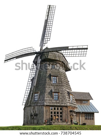 Foto stock: Old Wooden Windmill