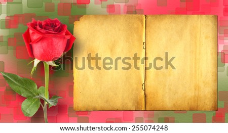Stock photo: Grunge Ancient Used Paper In Scrapbooking Style With Roses On Th
