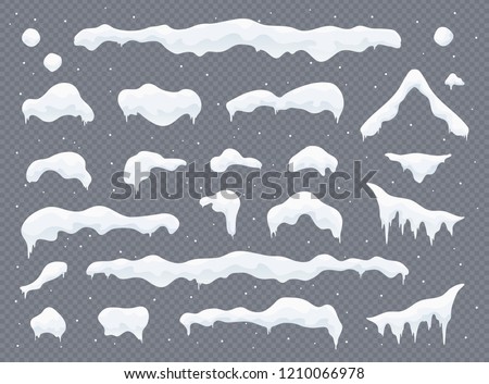 Stok fotoğraf: Snow Caps Snowballs And Snowdrifts Set Snow Cap Vector Collection Winter Decoration Element Snow