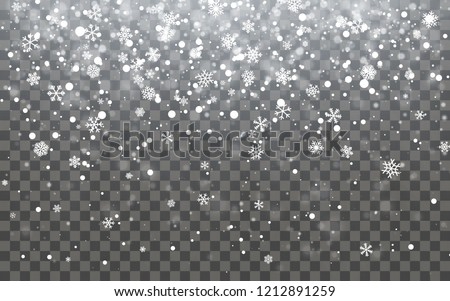 Stock photo: Christmas Snow Falling Snowflakes On Dark Background Snowflake Transparent Decoration Effect Xmas
