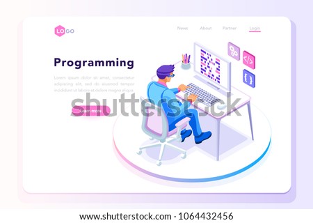 Stock photo: Isometric Flat Vector Landing Page Template Of Employee Search Service