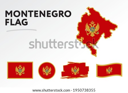 Сток-фото: Vector Set Of The National Flag Of Montenegro In Various Creative Designs