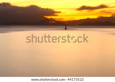 Apus de soare fotografiat în insula Lamma din Hong Kong Imagine de stoc © leungchopan