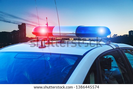 Stock photo: Close Up Of The Colorful Lights On Top Of A Russian Police Vehic