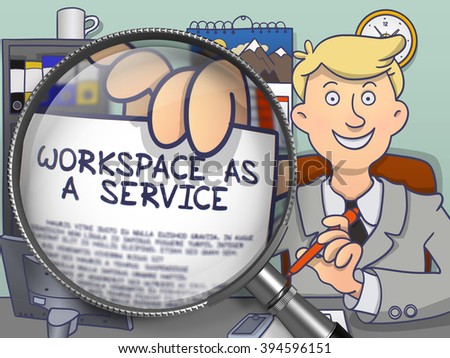 Stock photo: Workspace As A Service Through Magnifying Glass Doodle Design