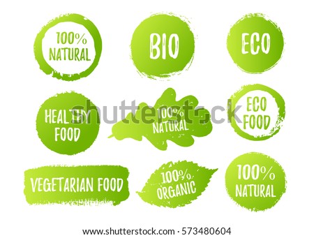 Stock fotó: Green Organic Label Isolated White Background