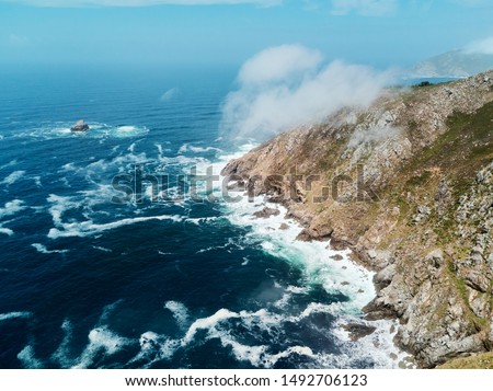 Stockfoto: Aerial View Of Centolo And Facho Mountain In Finisterre Spain