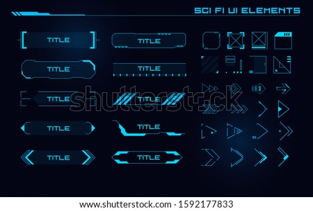 Foto stock: Futuristic User Interface Elements And Charts Concept Complicated Seamless Pattern On Blue