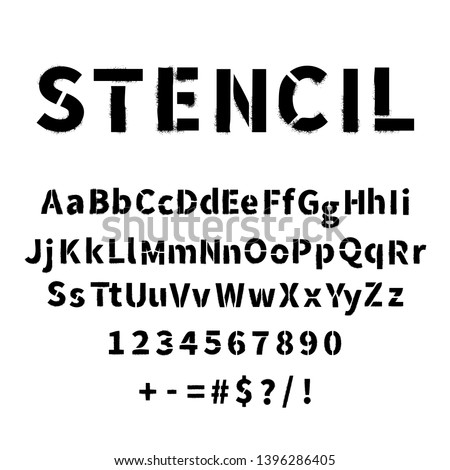 Stockfoto: Realistic Stencil Font With Dirty Spray Paint Texture On White