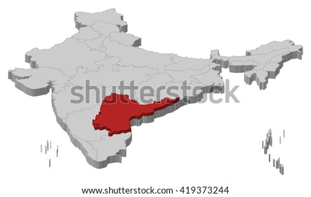 Map Of India Andhra Pradesh Highlighted Stok fotoğraf © Schwabenblitz